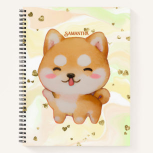 Cuaderno Kawaii Sonriente Shiba Inu al estilo Personalizado