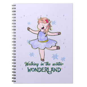 Cuaderno Kawaii Unicorn Caminar durante el invierno