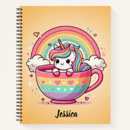 Cuaderno Kawaii Whimsical Rainbow Unicorn