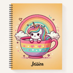 Cuaderno Kawaii Whimsical Rainbow Unicorn