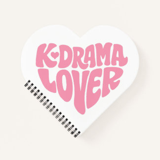Cuaderno Kdrama Lover Pink Heart Typography Simple Cute