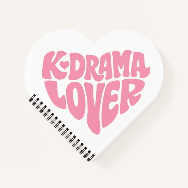 Cuaderno Kdrama Lover Pink Heart Typography Simple Cute (Anverso)