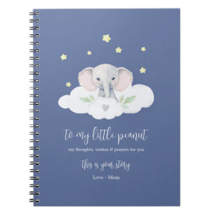 Cuaderno Keepsake Pregancy Journal Blue Modern Elephant