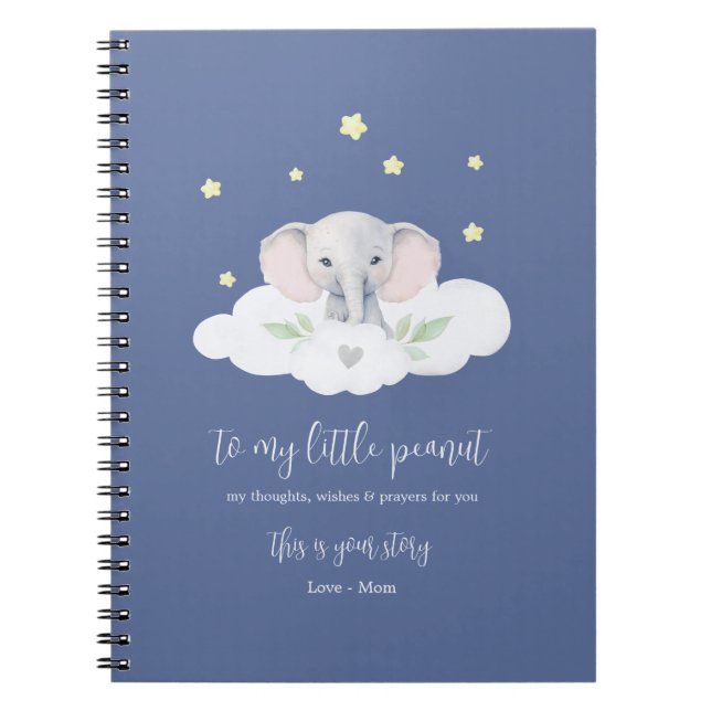 Cuaderno Keepsake Pregancy Journal Blue Modern Elephant (Frente)