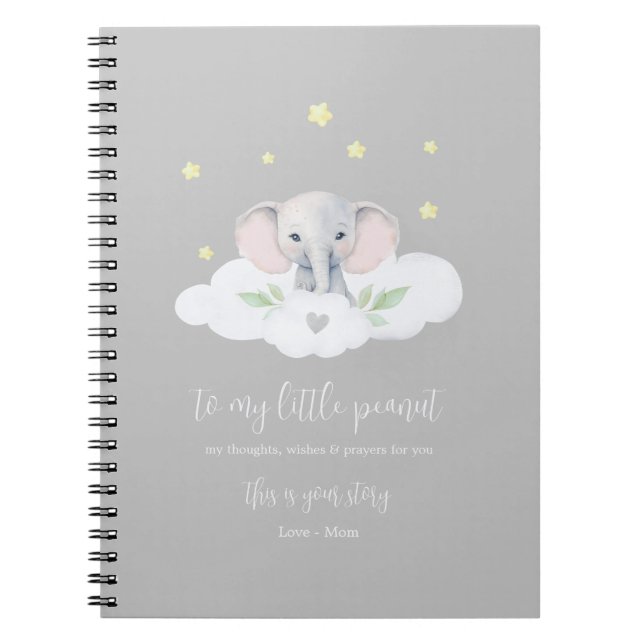 Cuaderno Keepsake Pregancy Journal Gray Modern Elephant (Frente)