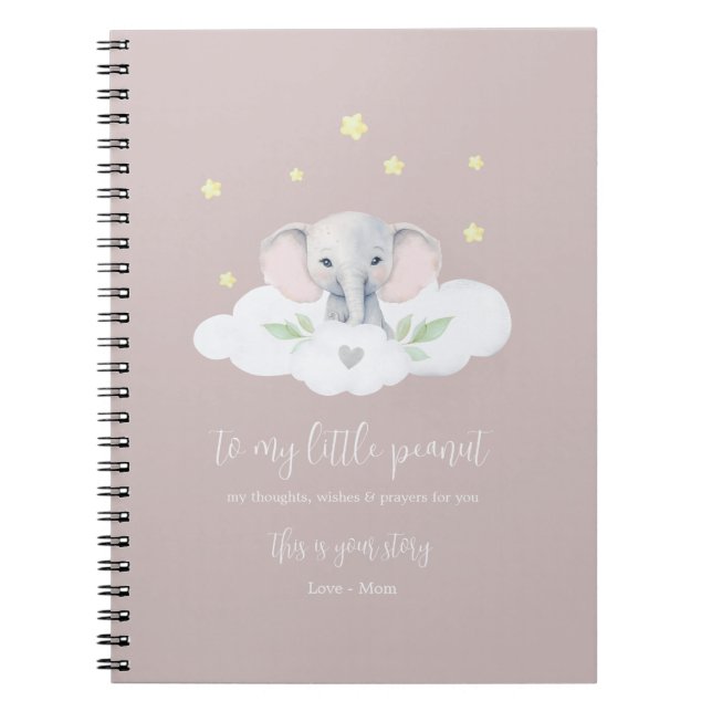 Cuaderno Keepsake Pregancy Journal Pink Modern Elephant (Frente)