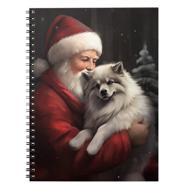 Cuaderno Keeshond Con Navidades festivos de Santa Claus (Frente)