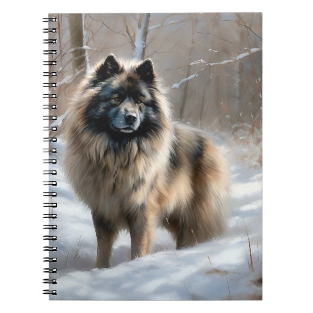 Cuaderno Keeshond Deja que nieve Navidad (Frente)