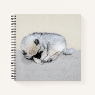 Cuaderno Keeshond Sleeping Pinting Pintura Original De Perr