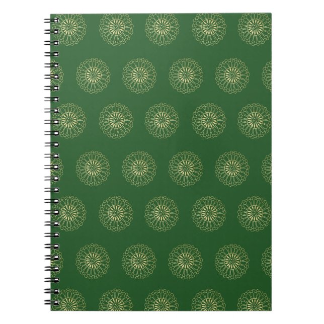 Cuaderno Kelly Green | Golden Zinnia Flower Medallions (Frente)
