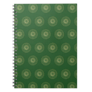 Cuaderno Kelly Verde   Medallones de Flor de Zinnia Dorada