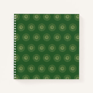 Cuaderno Kelly Verde Medallones de Flor de Zinnia Dorada