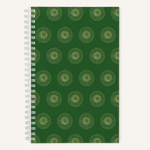 Cuaderno Kelly Verde   Medallones de Flor de Zinnia Dorada