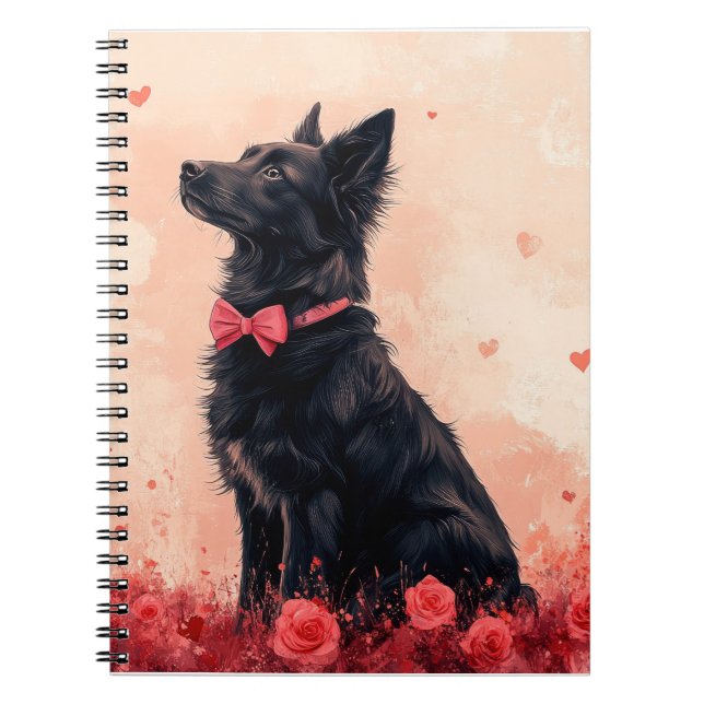 Cuaderno Kelpie australiano con rosas - Día de San Valentín (Frente)