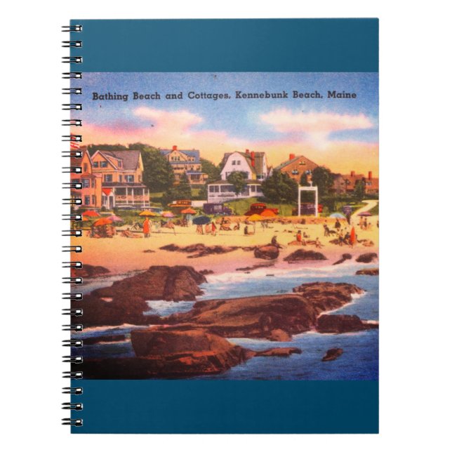 Cuaderno Kennebunk Beach, Maine Vintage Cottages Photo (Frente)