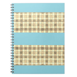 Cuaderno Khaki tan gingham con portátil de banda azul