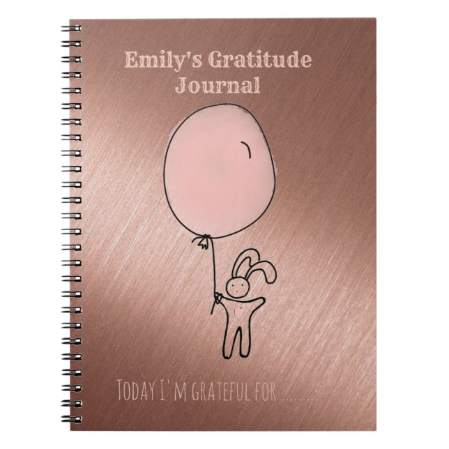 Cuaderno Kids Gratitude Journal Personalized Rose Gold Pink (Frente)
