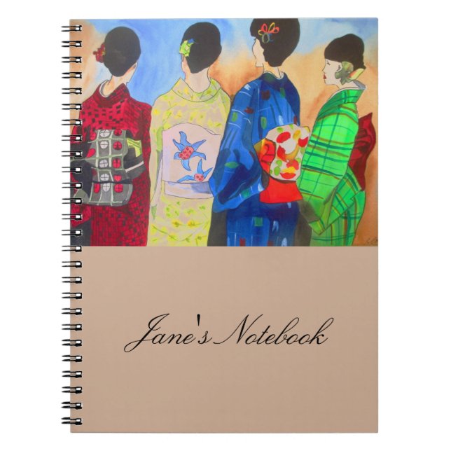 Cuaderno Kimono de primavera arte japonés Geisha (Frente)
