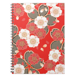 Cuaderno Kimono japonés Sakura rojo y blanco