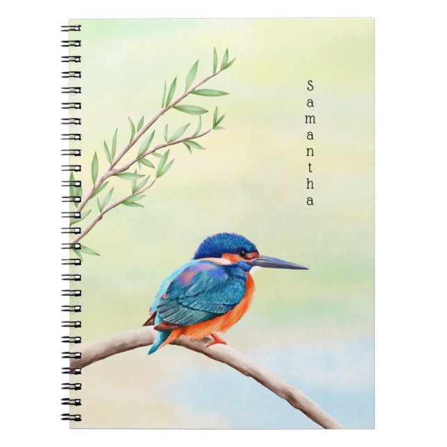 Cuaderno Kingfisher acuarela Naranja azul pájaro pequeño (Frente)