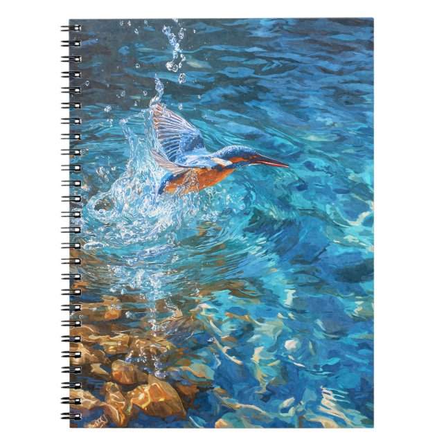 Cuaderno Kingfisher salpicando el agua azul transparente (Frente)