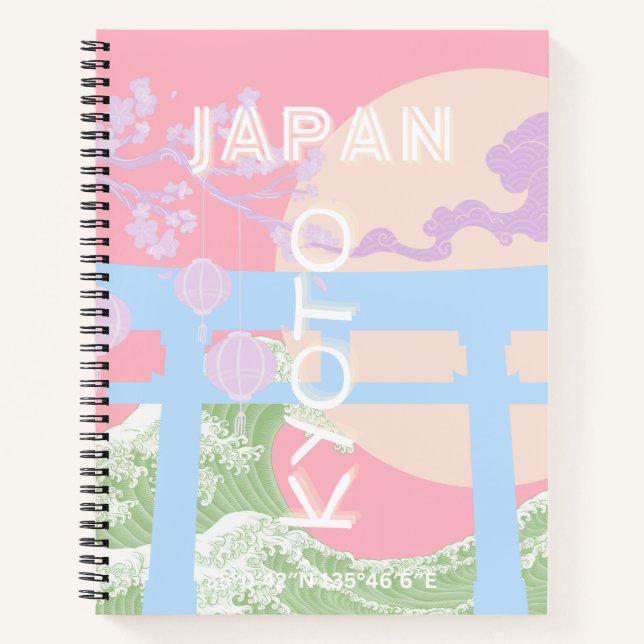 Cuaderno Kioto Japón: Arte de viajes, Pastel rosa (Anverso)