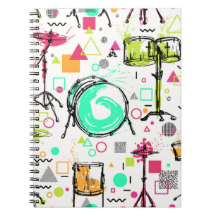 Cuaderno Kit de tambor: acuarela Memphis Retro.