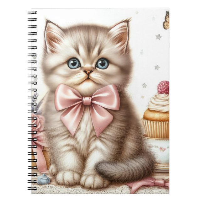 CUADERNO KITTEN DE FLUFFY CUBIERTO CON BOWS Y CUPCAKES (Frente)