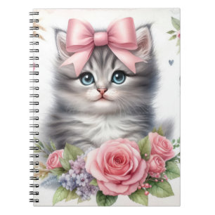 CUADERNO KITTEN DE FLUFFY CUIDADO CON BOWS Y FLORES
