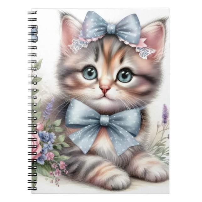CUADERNO KITTEN DE FLUFFY CUIDADO CON BOWS Y FLORES (Frente)