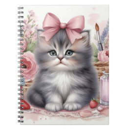 CUADERNO KITTEN DE FLUFFY CUIDADO CON BOWS Y FLORES