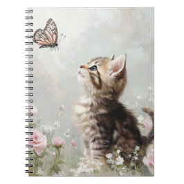 CUADERNO KITTEN DE TABBY CUTE BROWN CON MARIPOSAS