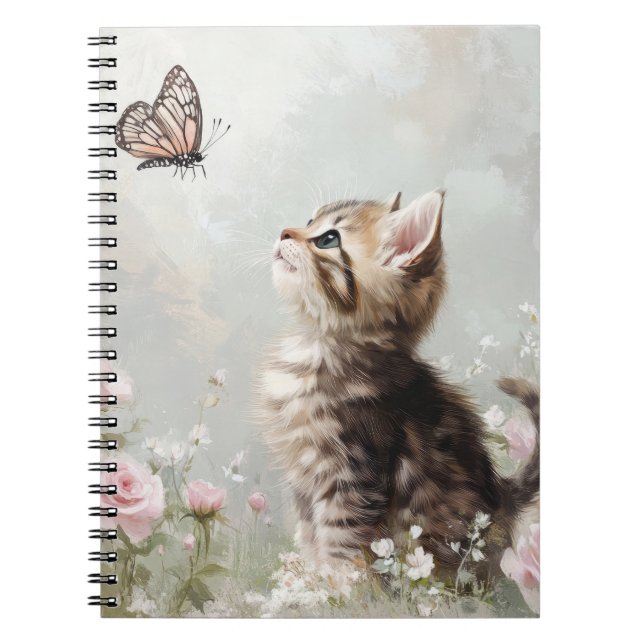 CUADERNO KITTEN DE TABBY CUTE BROWN CON MARIPOSAS (Frente)