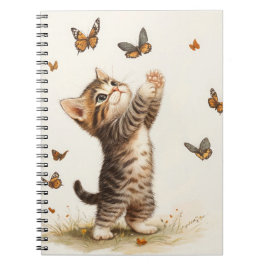 CUADERNO KITTEN DE TABBY CUTE BROWN CON MARIPOSAS