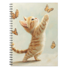 CUADERNO KITTEN DE TABBY CUTE BROWN CON MARIPOSAS