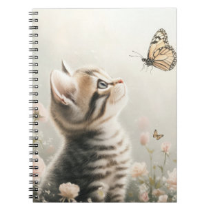 CUADERNO KITTEN DE TABBY CUTE BROWN CON MARIPOSAS
