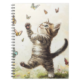 CUADERNO KITTEN DE TABBY CUTE BROWN CON MARIPOSAS