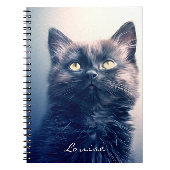 Cuaderno Kitten negro de pelo largo (Frente)