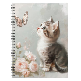 CUADERNO KITTEN PASTEL CON MARIPOSAS Y FLORES
