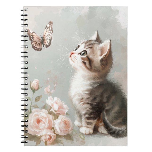 CUADERNO KITTEN PASTEL CON MARIPOSAS Y FLORES (Frente)