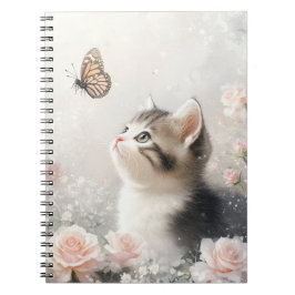 CUADERNO KITTEN PASTEL CON MARIPOSAS Y FLORES