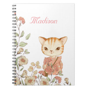 Cuaderno Kitty Cat Girly Vintage Cute Name Personalizado