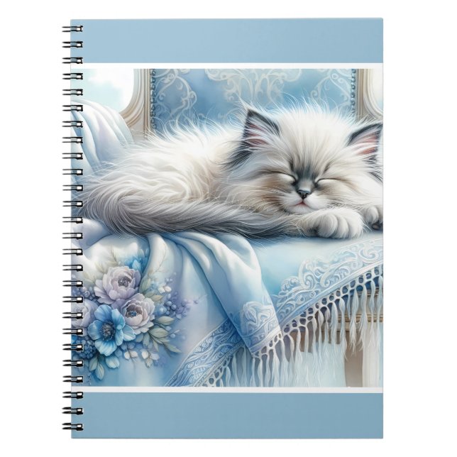 Cuaderno Kitty Durmiente Azul Encanto Rústico Soñador (Frente)