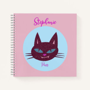 Cuaderno Kitty retro rosa y azul purring