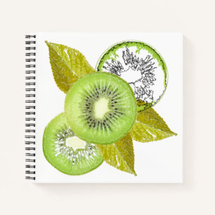 Cuaderno Kiwi, frugal, verde y blanco, fresco, jugoso, blan