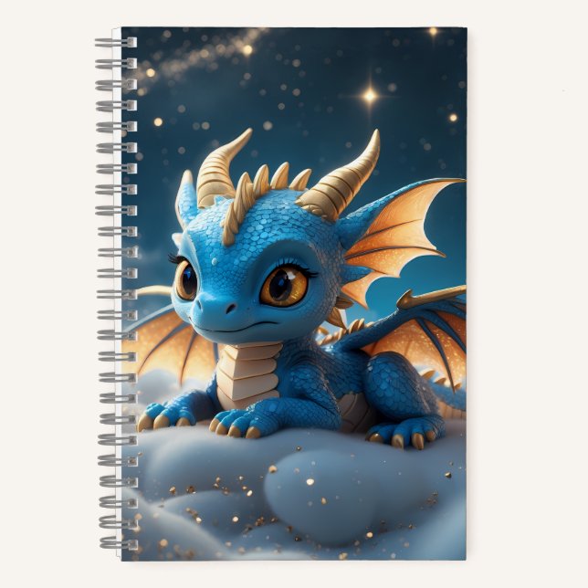 Cuaderno Kleiner blauer Dino auf einer Wolke  (Anverso)