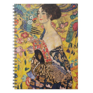 Cuaderno Klimt Lady con el Bella Artes del ventilador