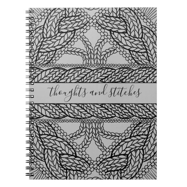 Cuaderno KNIT DE CABLES GRIS 6.5x8.75 portátil + texto (Frente)