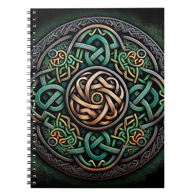 Cuaderno Knot Celtic Green Gold Knotwork (Frente)
