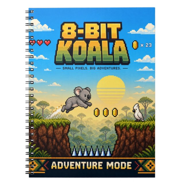 Cuaderno Koala, Arte de Pixel Retro de 8 Bits (Frente)